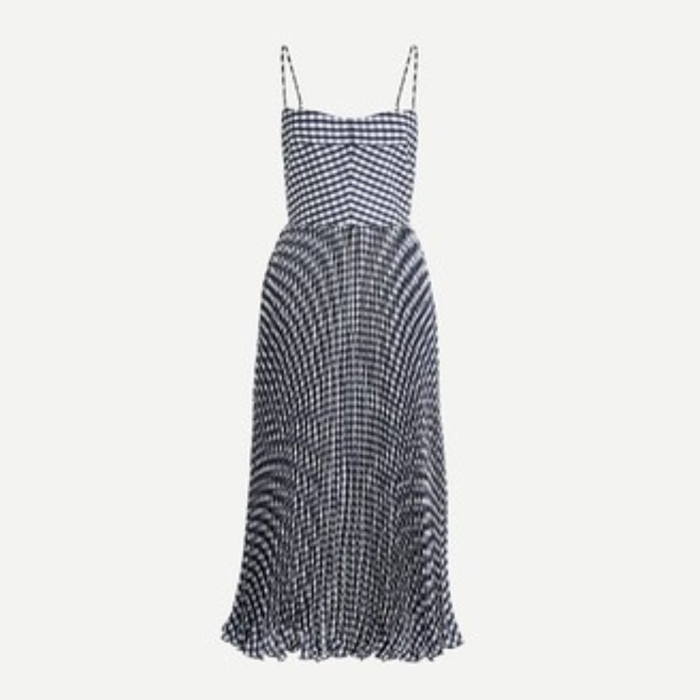 NWT J.Crew Gingham Dress Midi Pleated